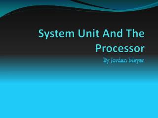 System Unit And The Processor