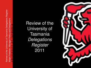Review of the University of Tasmania Delegations Register