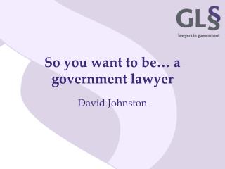 So you want to be… a government lawyer