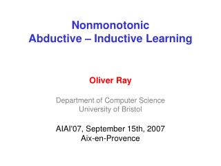 Nonmonotonic Abductive – Inductive Learning