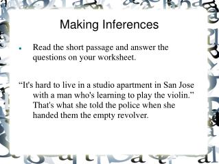 Making Inferences