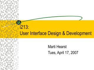 i213: User Interface Design &amp; Development