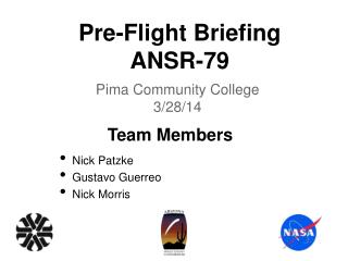 Pre-Flight Briefing ANSR-79