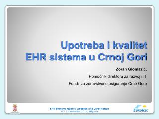 Upotreba i kvalitet EHR sistema u Crnoj Gori