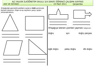 ALİ YALKIN İLKÖĞRETİM OKULU 3/A SINIFI ÖĞRENCİ ÇALIŞMA SAYFASI