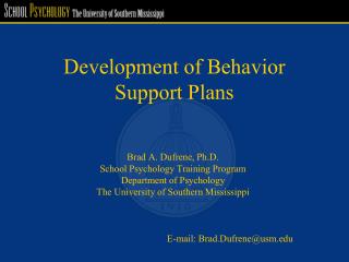 Development of Behavior Support Plans