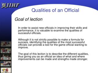 Qualities of an Official