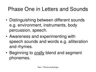 Phase One in Letters and Sounds