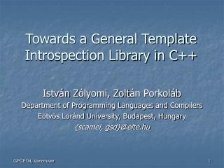Towards a General Template Introspection Library in C++