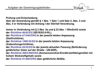 Aufgaben der Genehmigungsbehörden