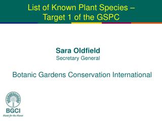 List of Known Plant Species – Target 1 of the GSPC