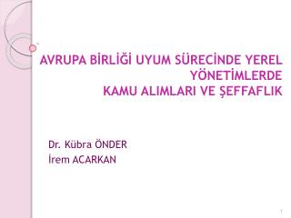 AVRUPA BİRLİĞİ UYUM SÜRECİNDE YEREL YÖNETİMLERDE KAMU ALIMLARI VE ŞEFFAFLIK