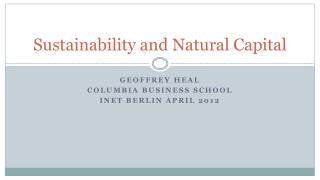 Sustainability and Natural Capital
