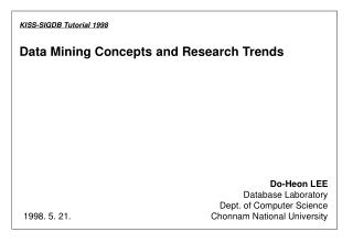 Data Mining Concepts and Research Trends