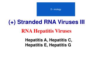 (+) Stranded RNA Viruses III