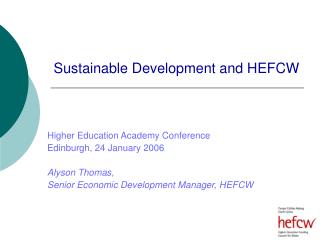 Sustainable Development and HEFCW