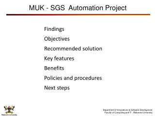 Department of Innovations &amp; Software Development Faculty of Computing and IT - Makerere University