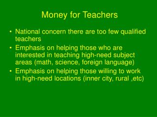 Money for Teachers