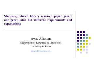 Awad Alhassan Department of Language &amp; Linguistics University of Essex aaamal@essex.ac.uk