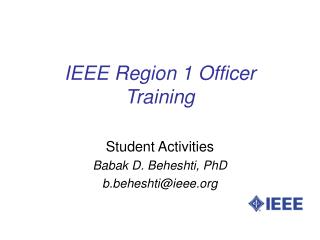 IEEE Region 1 Officer Training