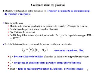 Collisions dans les plasmas