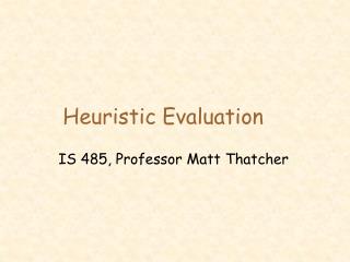 IS 485, Professor Matt Thatcher