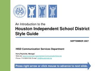 An Introduction to the Houston Independent School District Style Guide