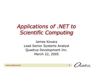 Applications of .NET to Scientific Computing