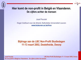 Hier komt de non-profit in België en Vlaanderen. De cijfers achter de mensen Jozef Pacolet