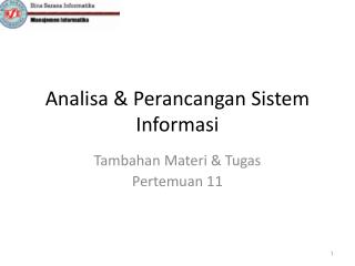 Analisa &amp; Perancangan Sistem Informasi