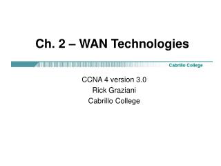 Ch. 2 – WAN Technologies