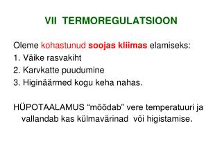 VII TERMOREGULATSIOON
