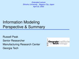 Information Modeling Perspective &amp; Summary