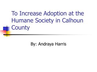 To Increase Adoption at the Humane Society in Calhoun County