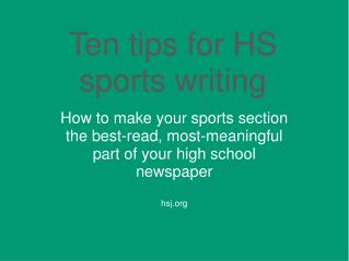 Ten tips for HS sports writing