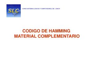CODIGO DE HAMMING MATERIAL COMPLEMENTARIO