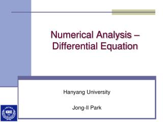 Numerical Analysis – Differential Equation