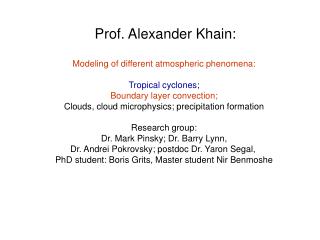 Prof. Alexander Khain: