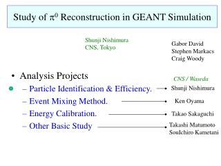 Study of p 0 Reconstruction in GEANT Simulation