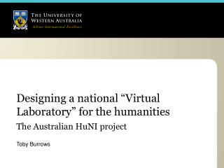 Designing a national “Virtual Laboratory” for the humanities