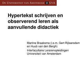 Hypertekst schrijven en observerend leren als aanvullende didactiek