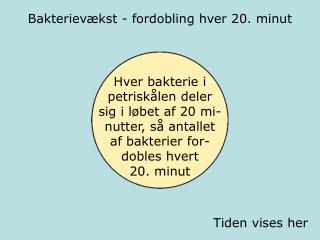 Bakterievækst - fordobling hver 20. minut