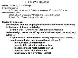 ITER WC Review