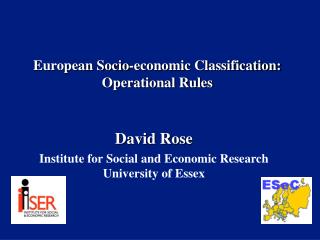 European Socio-economic Classification: Operational Rules