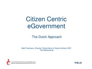 Citizen Centric eGovernment The Dutch Approach