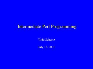 Intermediate Perl Programming