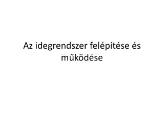 Az idegrendszer felépítése és működése