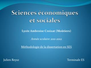 Sciences économiques et sociales