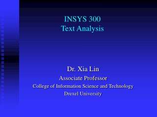 INSYS 300 Text Analysis