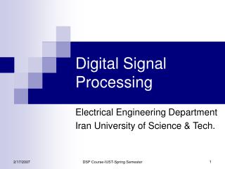 Digital Signal Processing